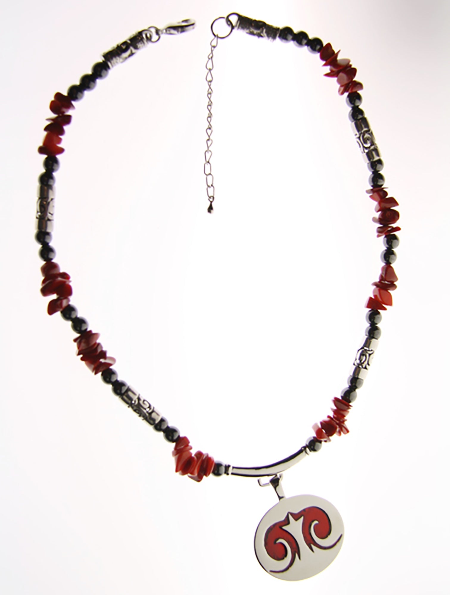 Guardian Angel Medallion Necklace with Hematite Beads