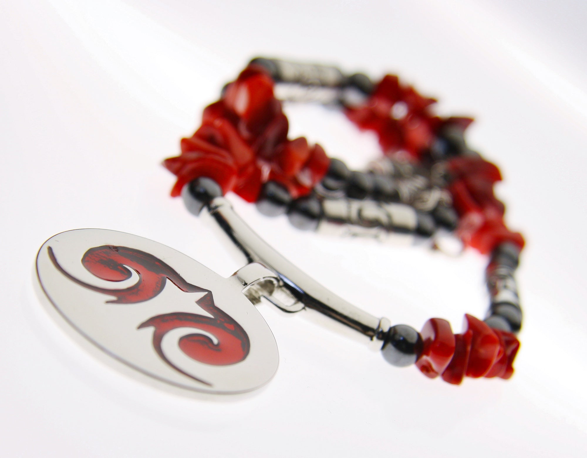 Guardian Angel Medallion Necklace with Hematite Beads